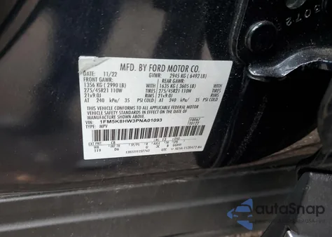 2023 Ford Explorer Platinum from USA, damaged, VIN 1FM5K8HW3PNA01093